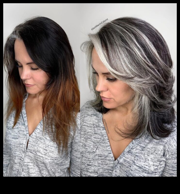 Pāreja uz pelēku: gracioza un eleganta sudraba matu krāsa